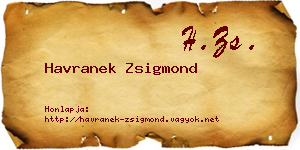 Havranek Zsigmond névjegykártya